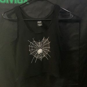 Swixxz cropped tank top with spider skull graphic